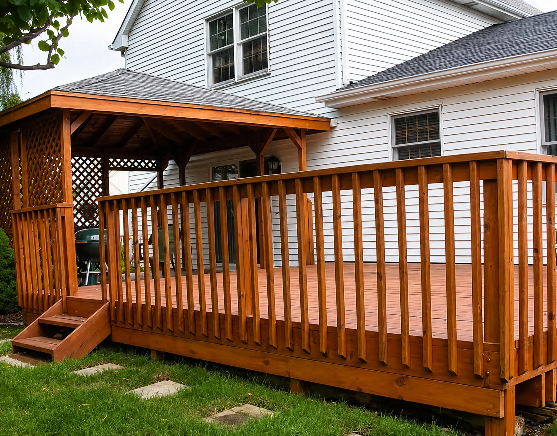 Photo of a pavilion staining project.